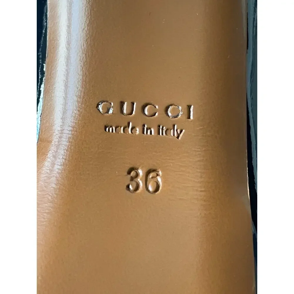 Gucci Navy Patent Leather Peep Toe Platform Pumps EU36 US6 Italy